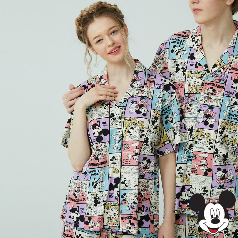 알콩단잠 여성홈웨어 미키마우스 디즈니 면파자마 친구 잠옷선물 (셔츠형)