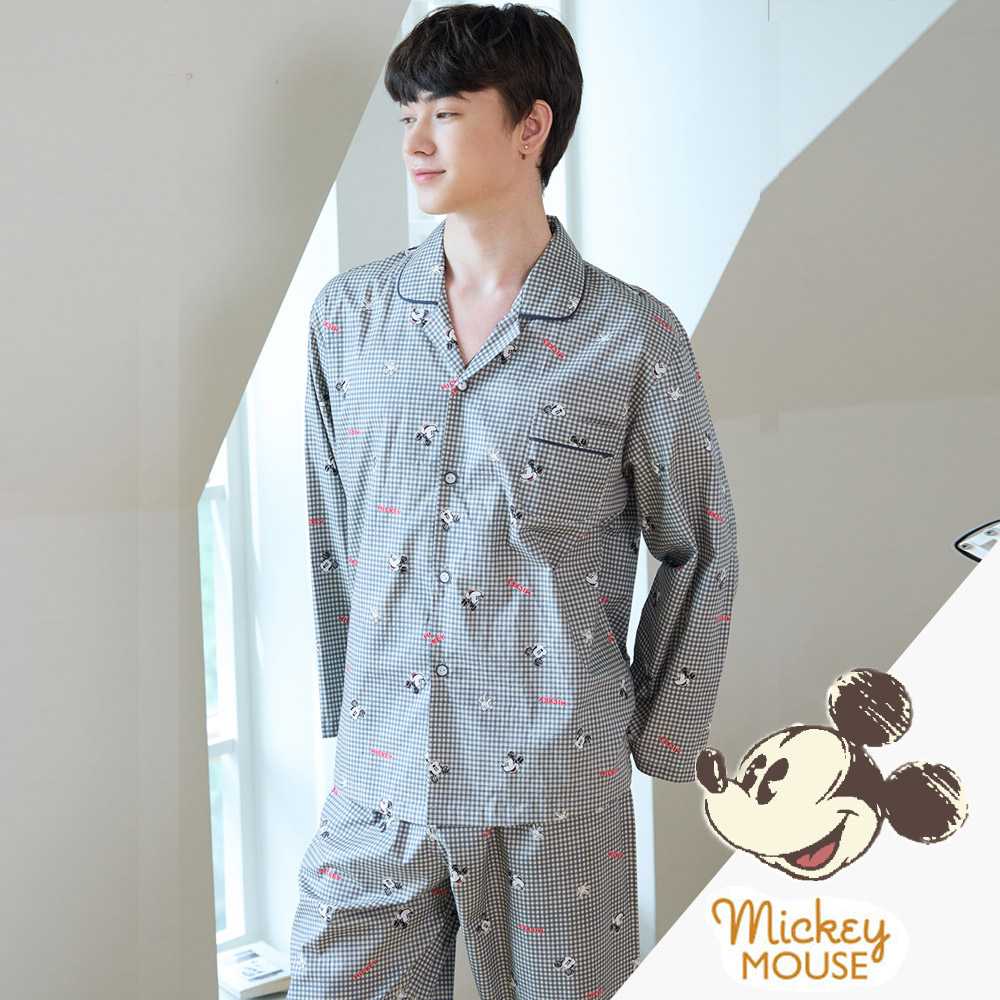 정품 미키마우스 남성홈웨어 디즈니 면레이온 미키스케치 긴팔잠옷