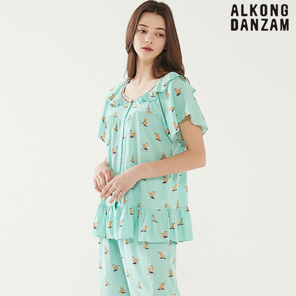 알콩단잠 여성잠옷 그랜드슬램 45수레이온 여름 파자마 반팔 상하세트