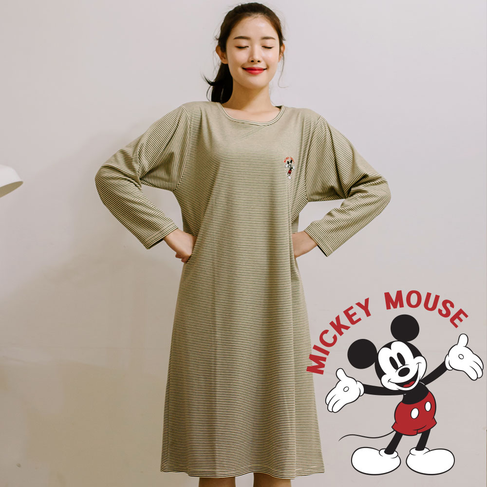 여성이지웨어 맘룩 디즈니 세인트 미키마우스 ST 원피스 편한잠옷 (브라운)