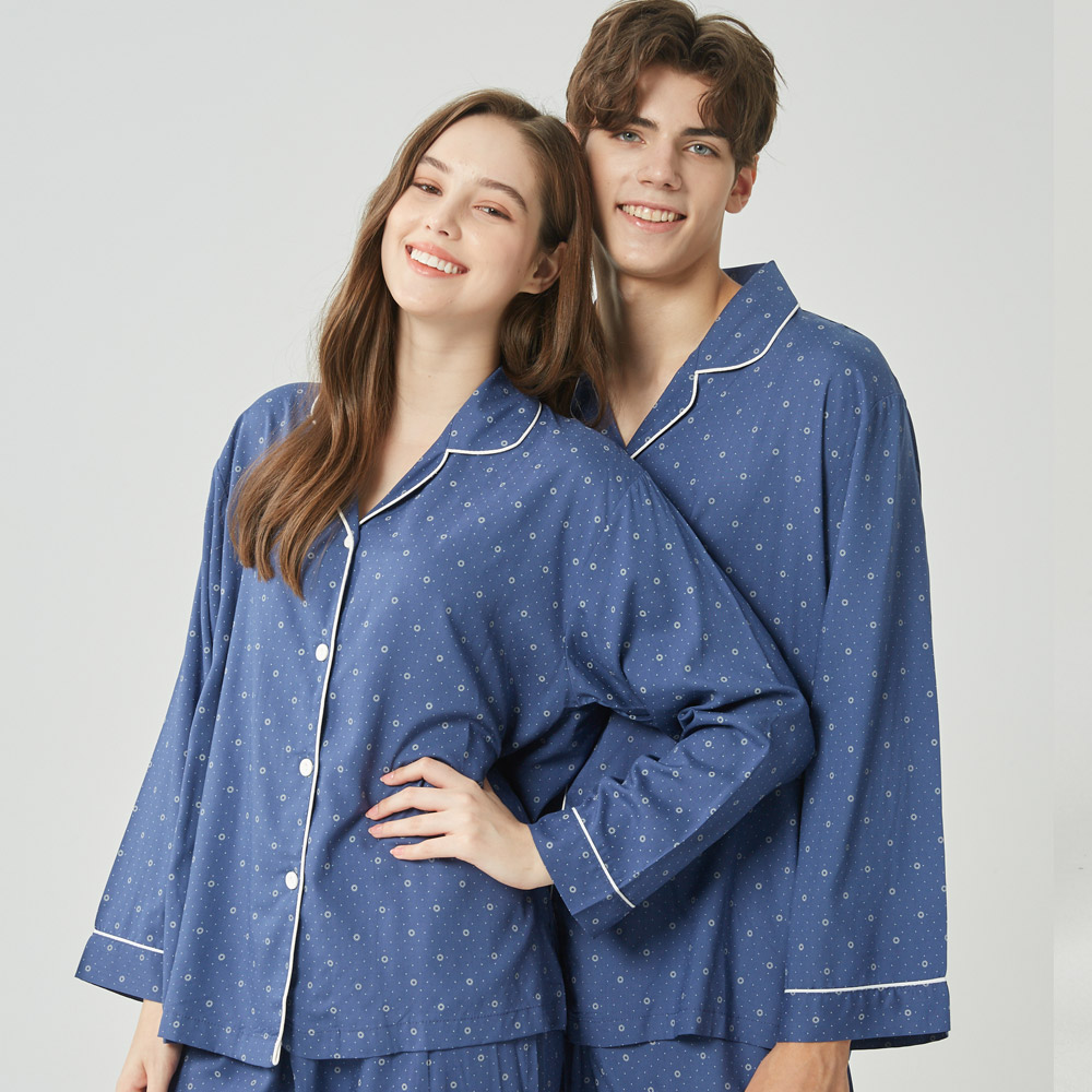 가을 간절기 홈웨어 도트모달 커플 수면잠옷 시밀러룩 긴팔 홈웨어 (셔츠형)