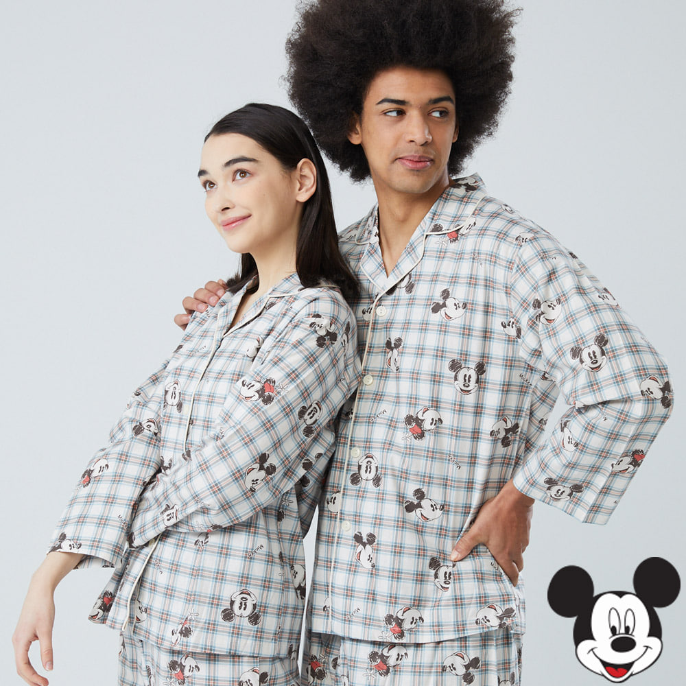 커플 미키마우스 디즈니상하복 간절기 홈웨어 파스텔 순면파자마 (셔츠형)