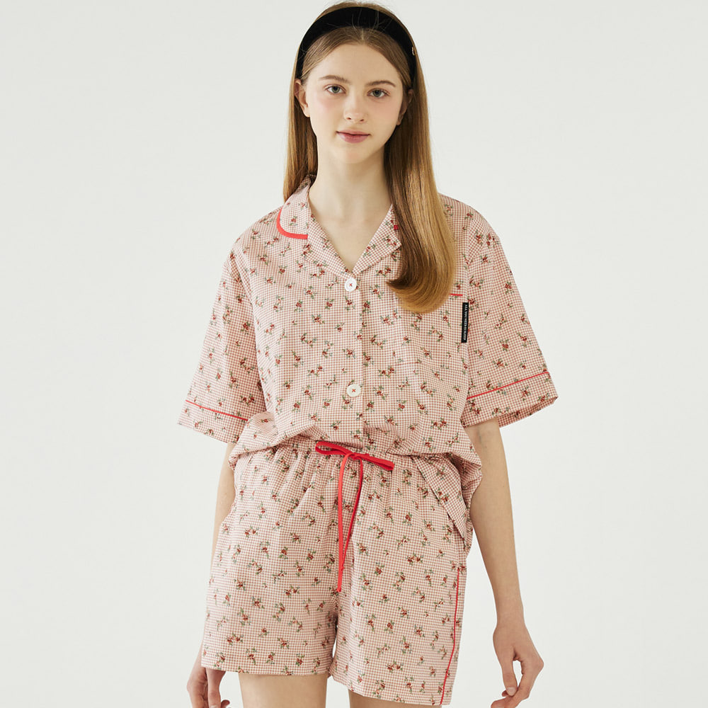 알콩단잠 여성실내복 다프네 순면잠옷 꽃무늬파자마 홈웨어 (셔츠형)