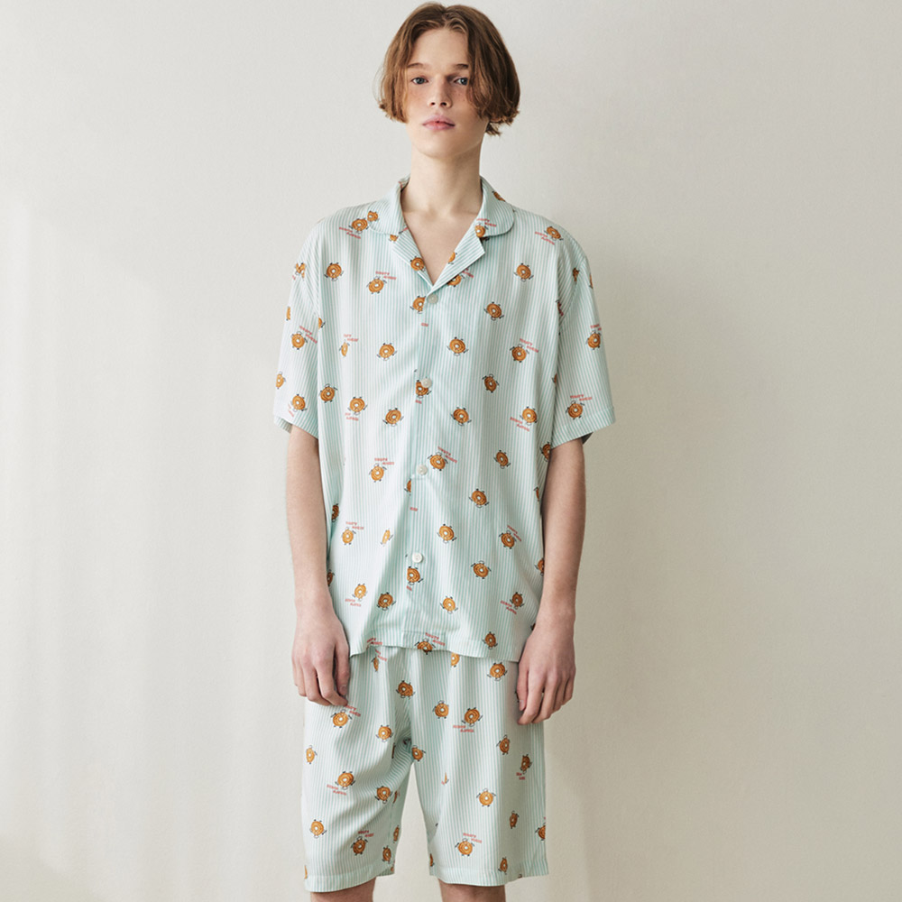 남자여름파자마 도넛쿠키 레이온 반팔 잠옷세트 홈웨어 실내복 이지웨어