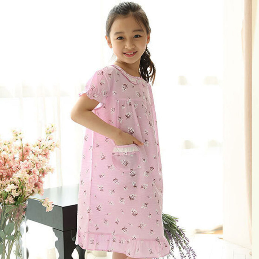 여아파자마 홈웨어 공주드레스 초등학생잠옷 여름 어린이원피스 (3~14세)