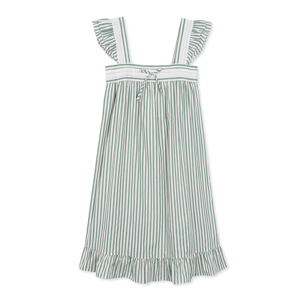여름원피스S 여자잠옷 그린 스트라이프 파자마파티 슬립 나시홈웨어 드레스